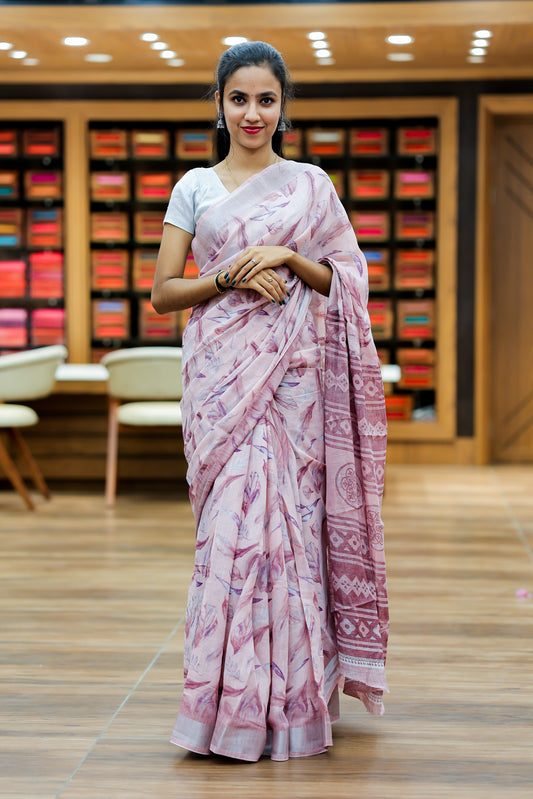 Semi linen printed Saree | 1008