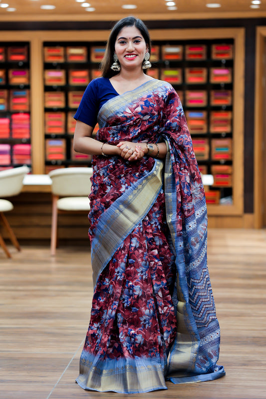 Synthetic chandery silk Saree