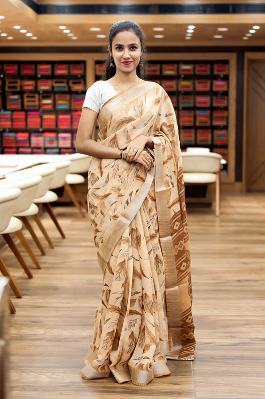 Semi linen printed Saree | 1008