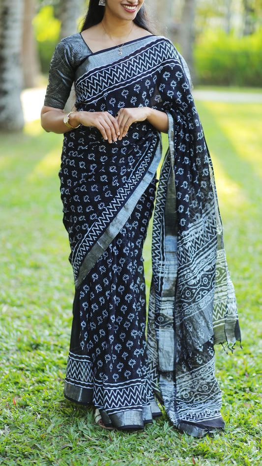 Linen Cotton Saree | Code :1020