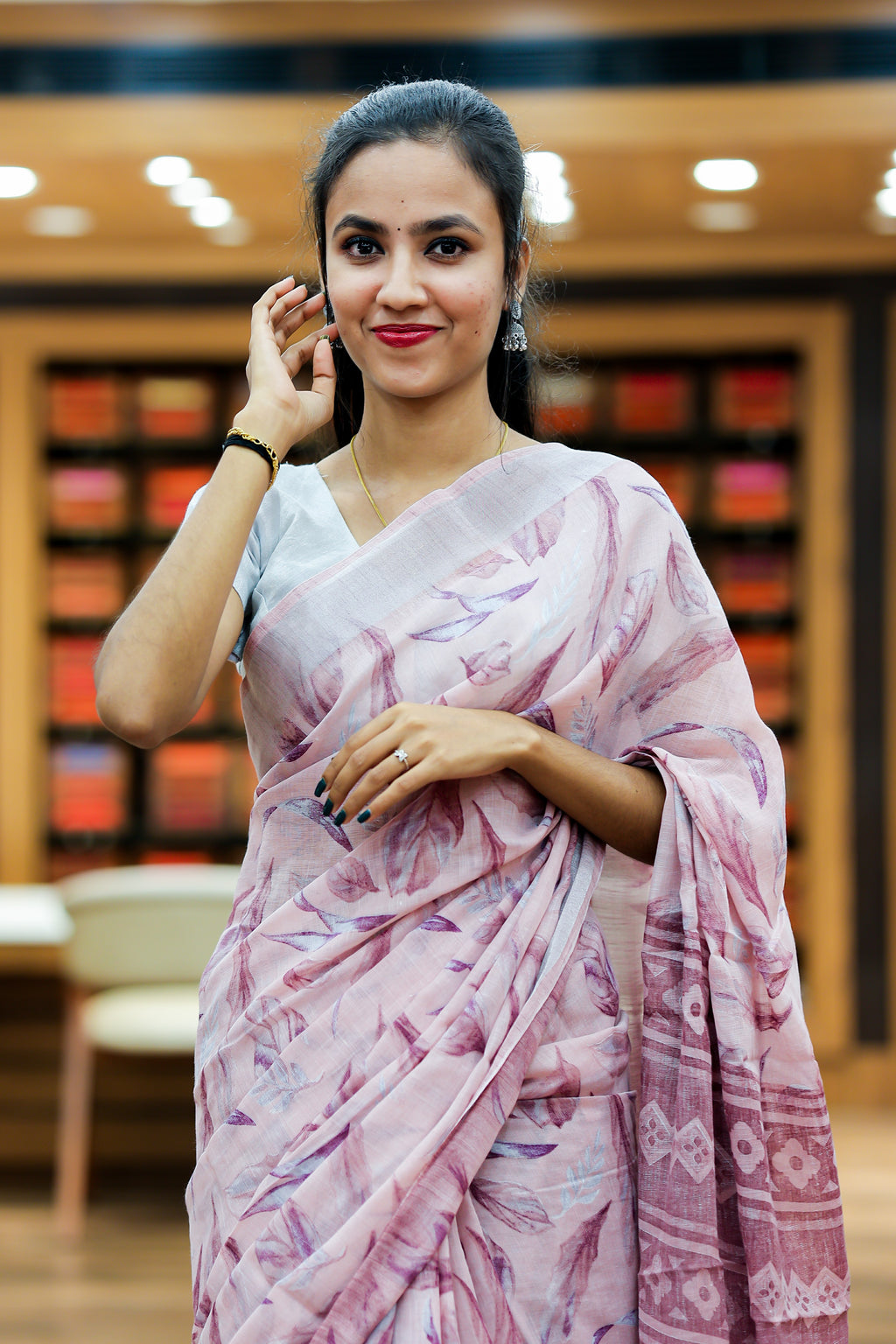 Semi linen printed Saree | 1008