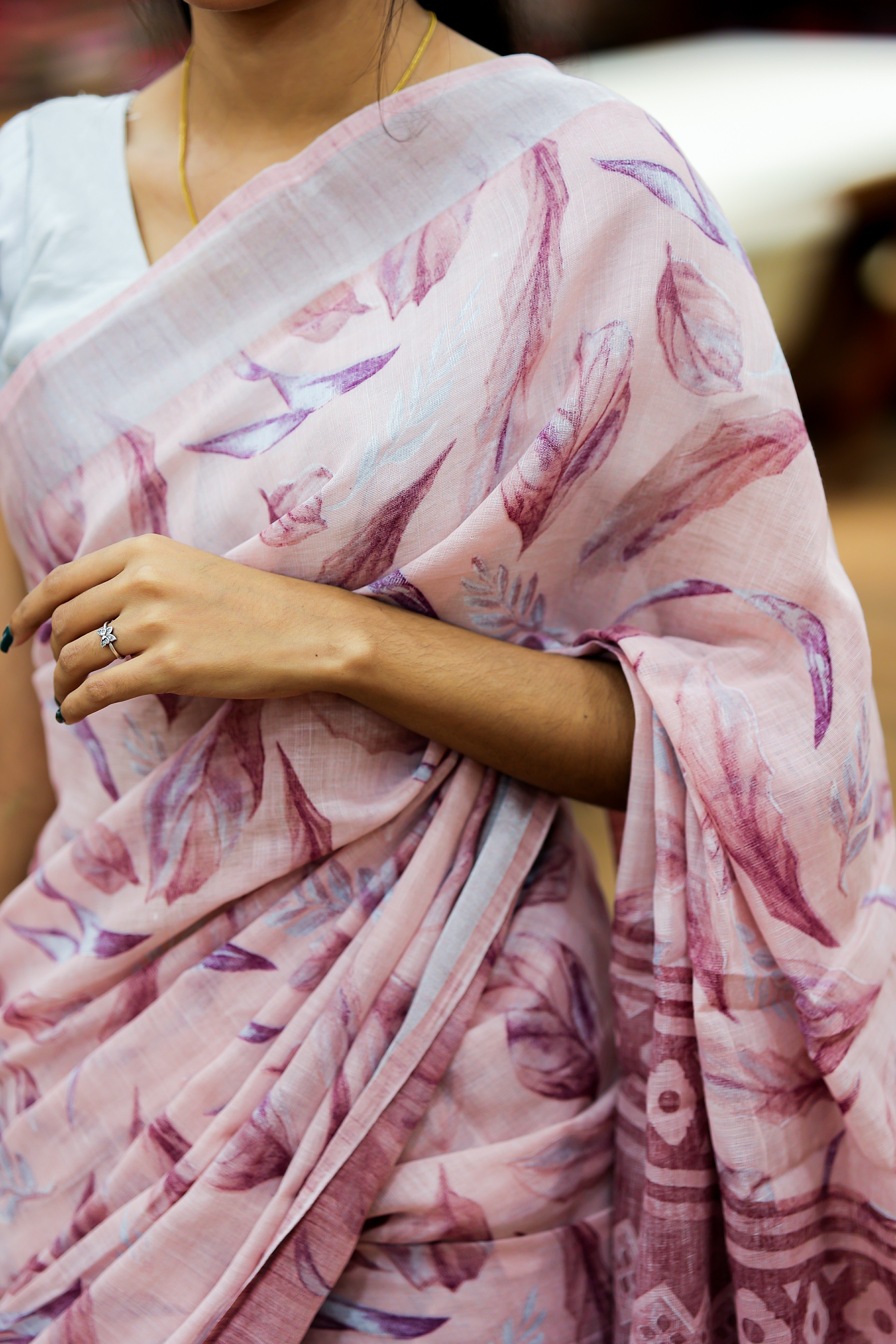 Semi linen printed Saree | 1008