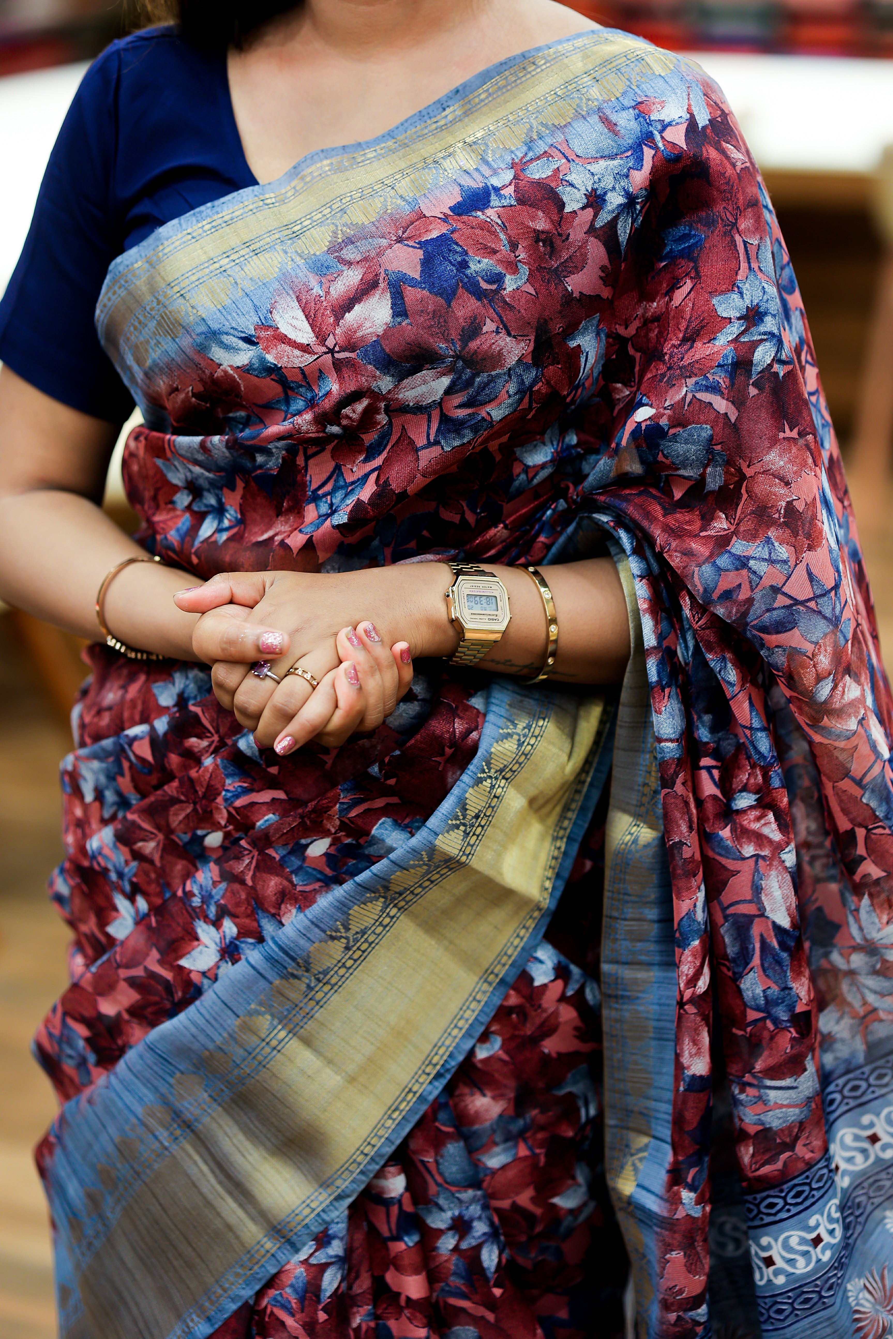 Synthetic chandery silk Saree