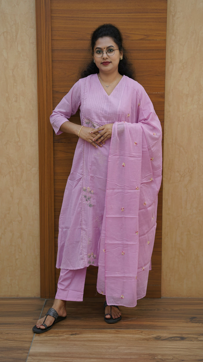 Mul Cotton Embroidered Suit Set