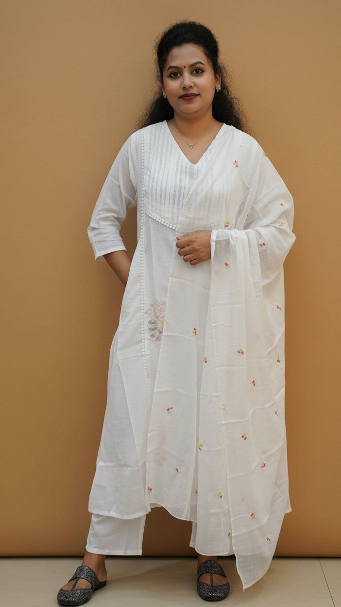 Mul Cotton Embroidered Suit Set