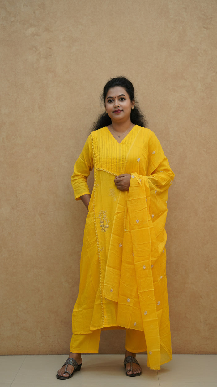 Mul Cotton Embroidered Suit Set