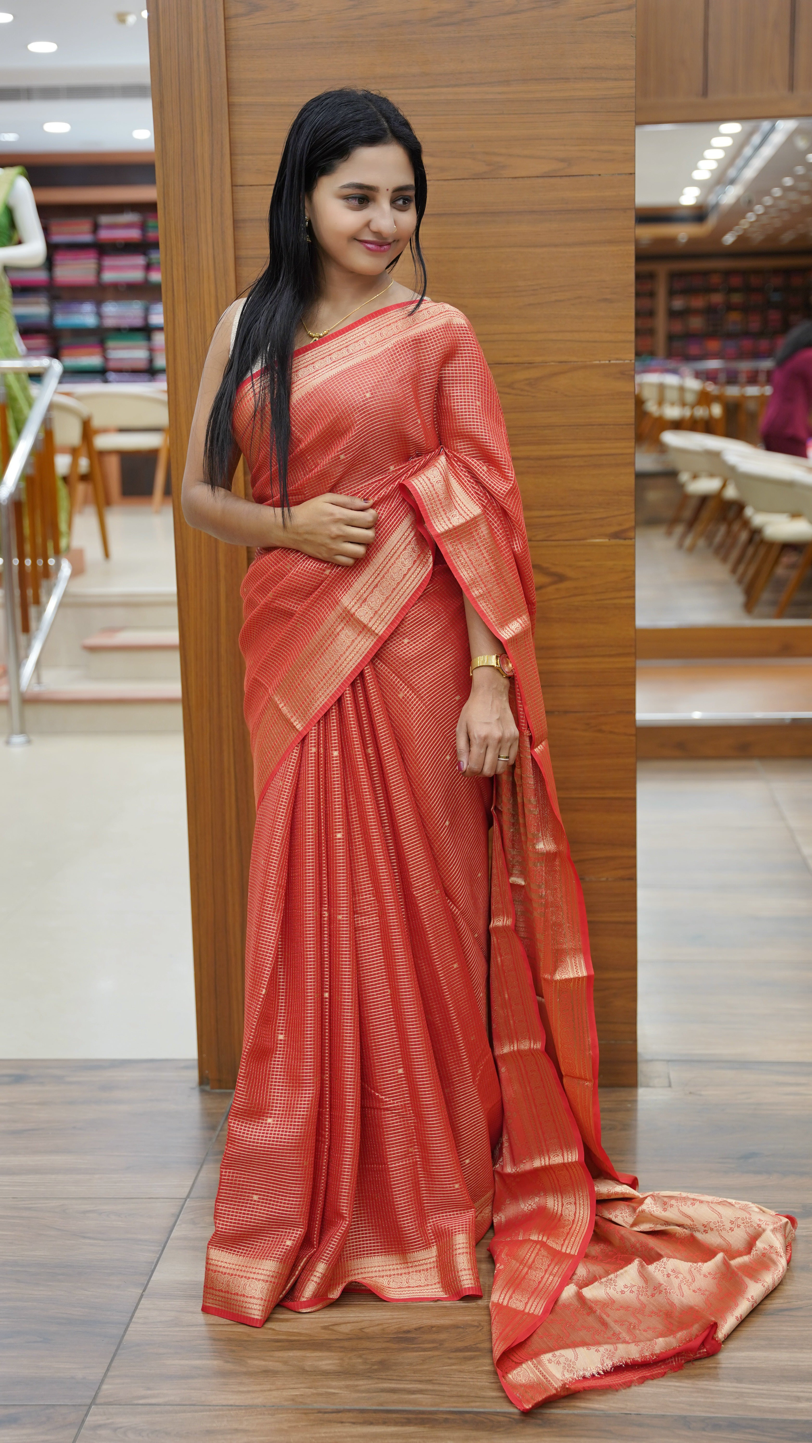 Georgette Checked Saree