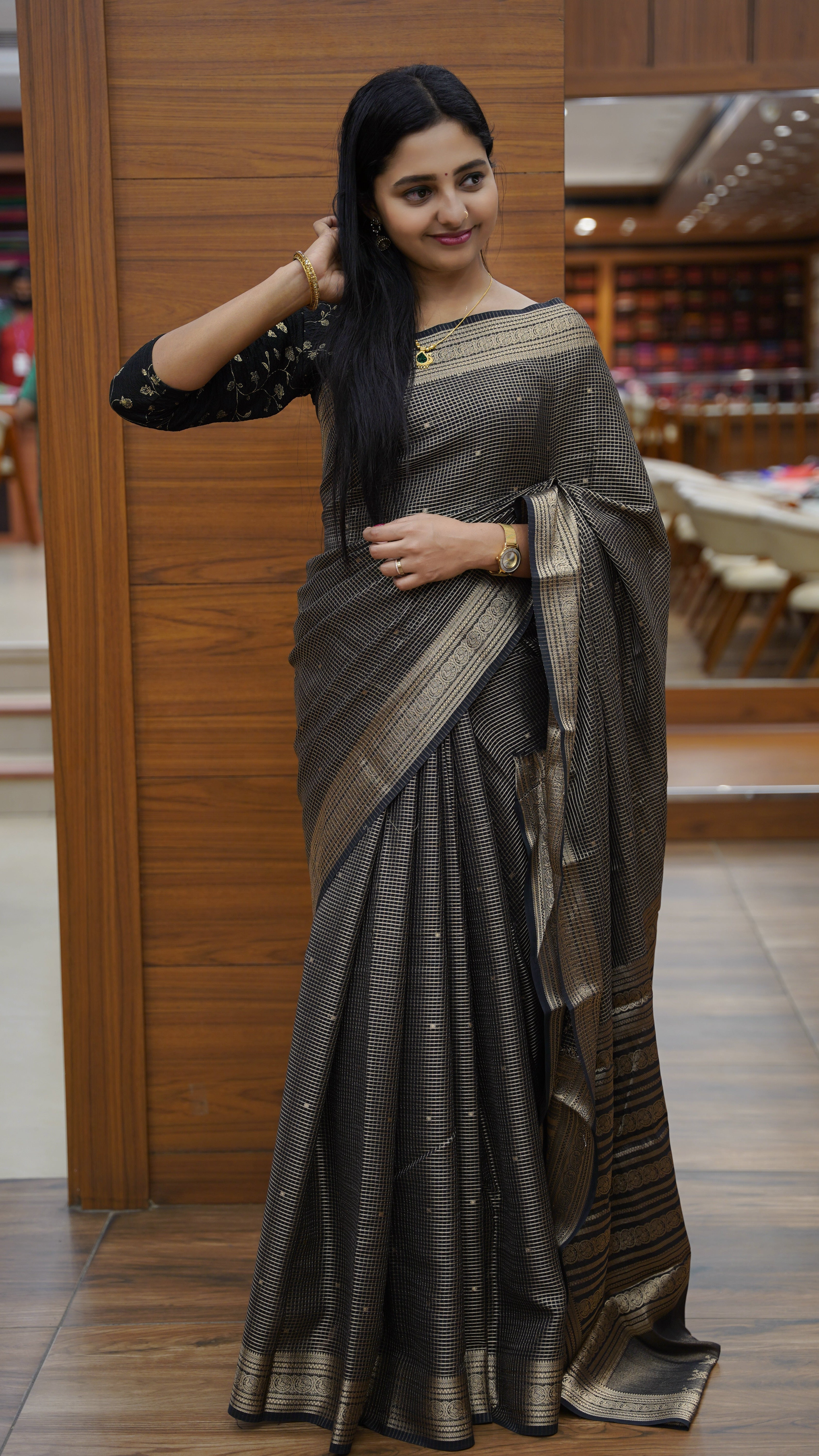 Georgette Checked Saree