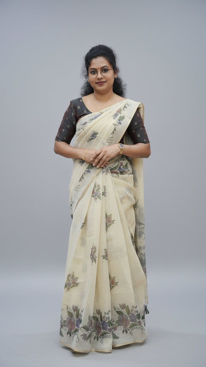 semi linen sarees