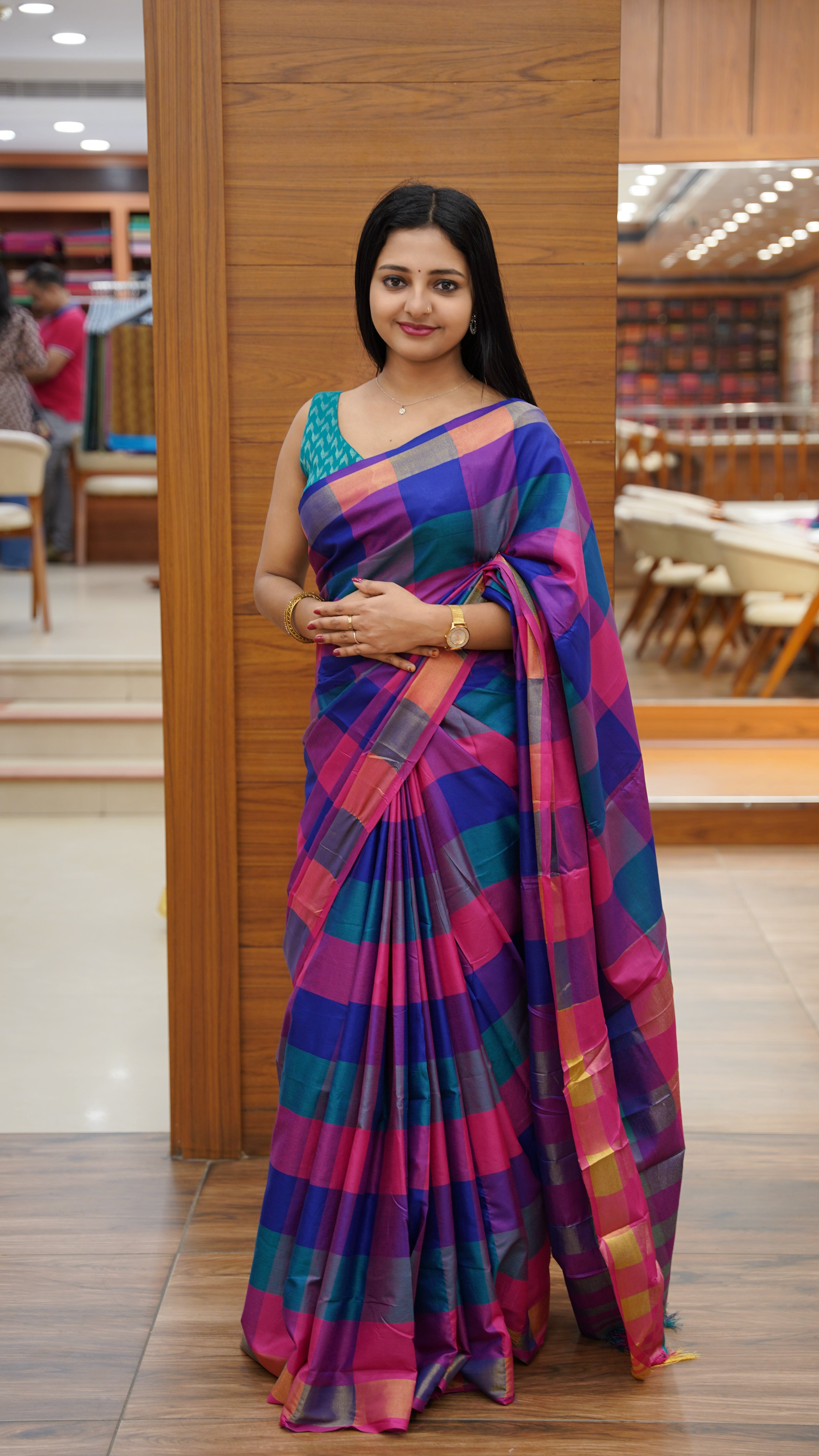 Madras Check Saree
