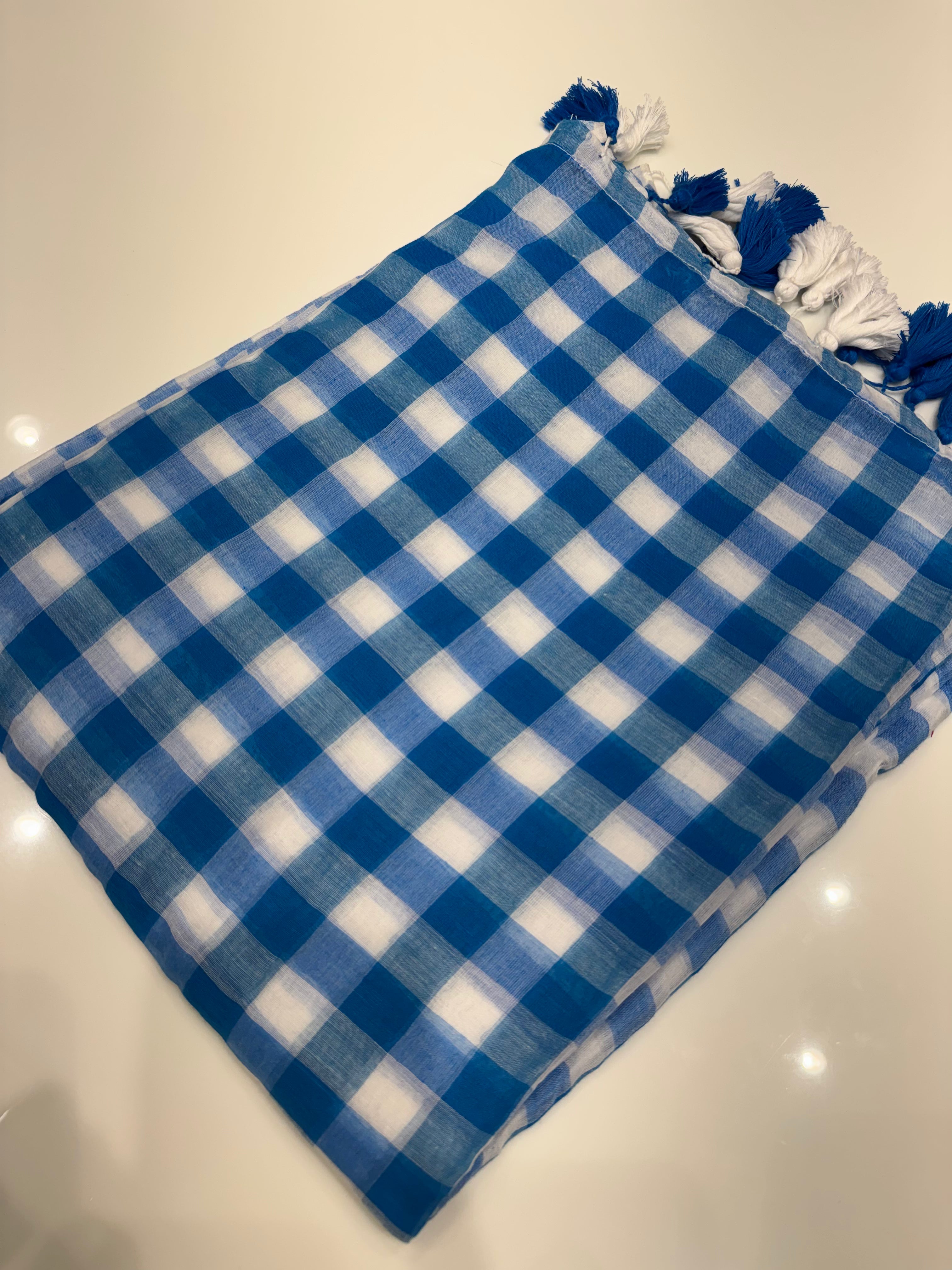 Mulcotten check saree