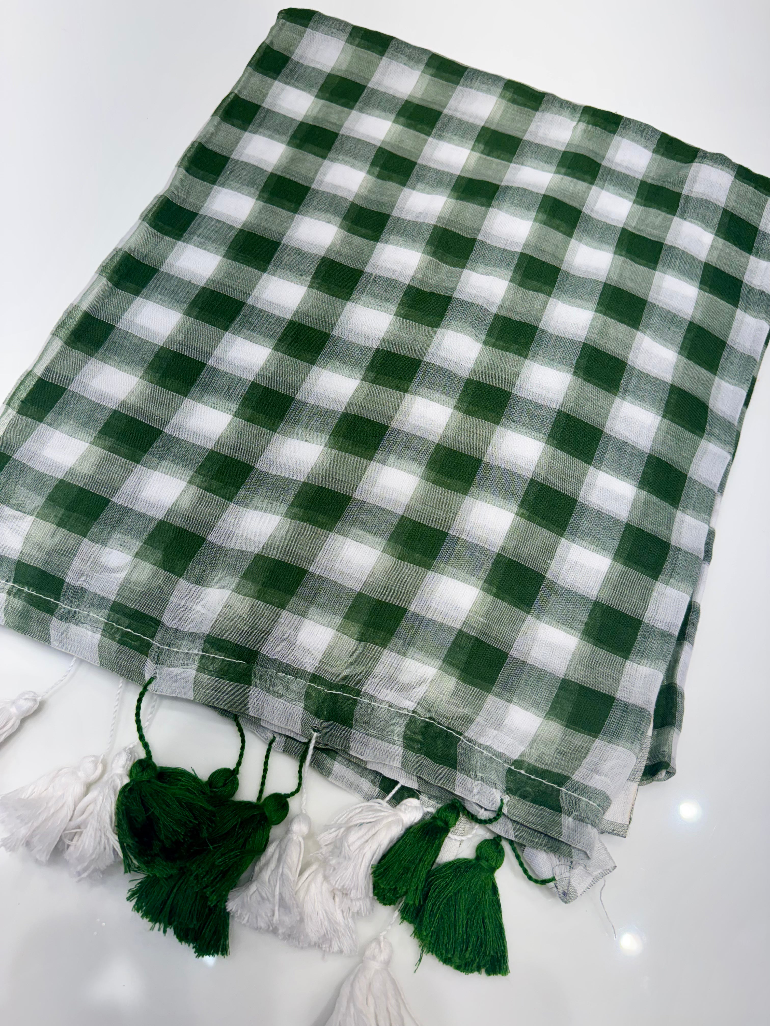 Mulcotten check saree