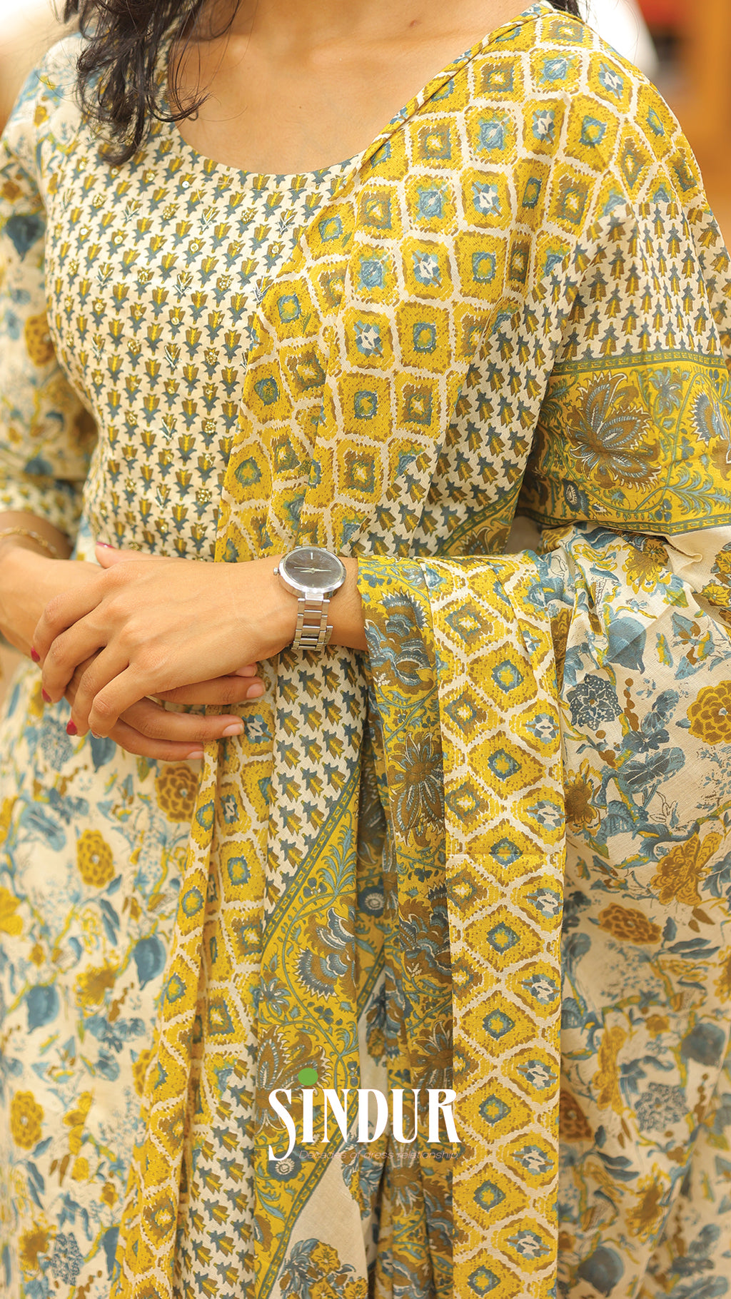 Hand-Embroidered Cotton Top with Floral Print | 2004