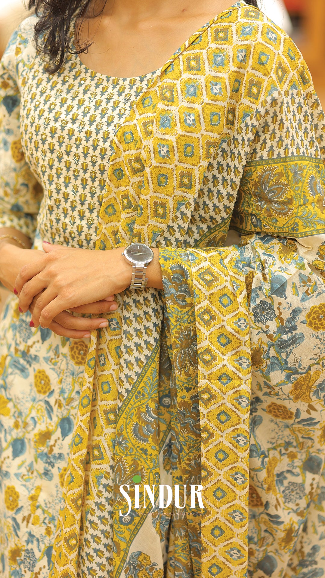 Hand-Embroidered Cotton Top with Floral Print | 2004