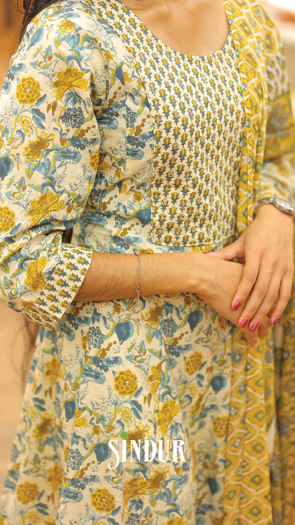 Hand-Embroidered Cotton Top with Floral Print | 2004
