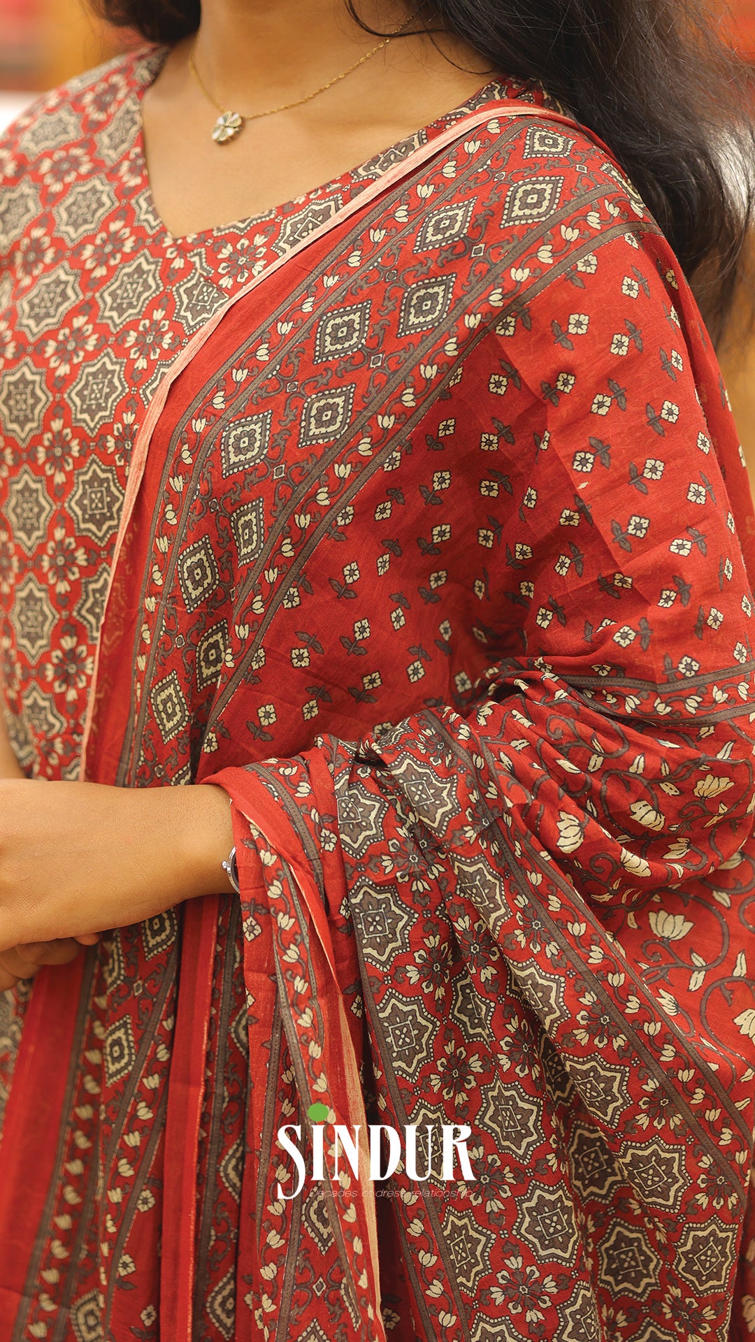 Hand-Embroidered Cotton Top with Floral Print | 2004