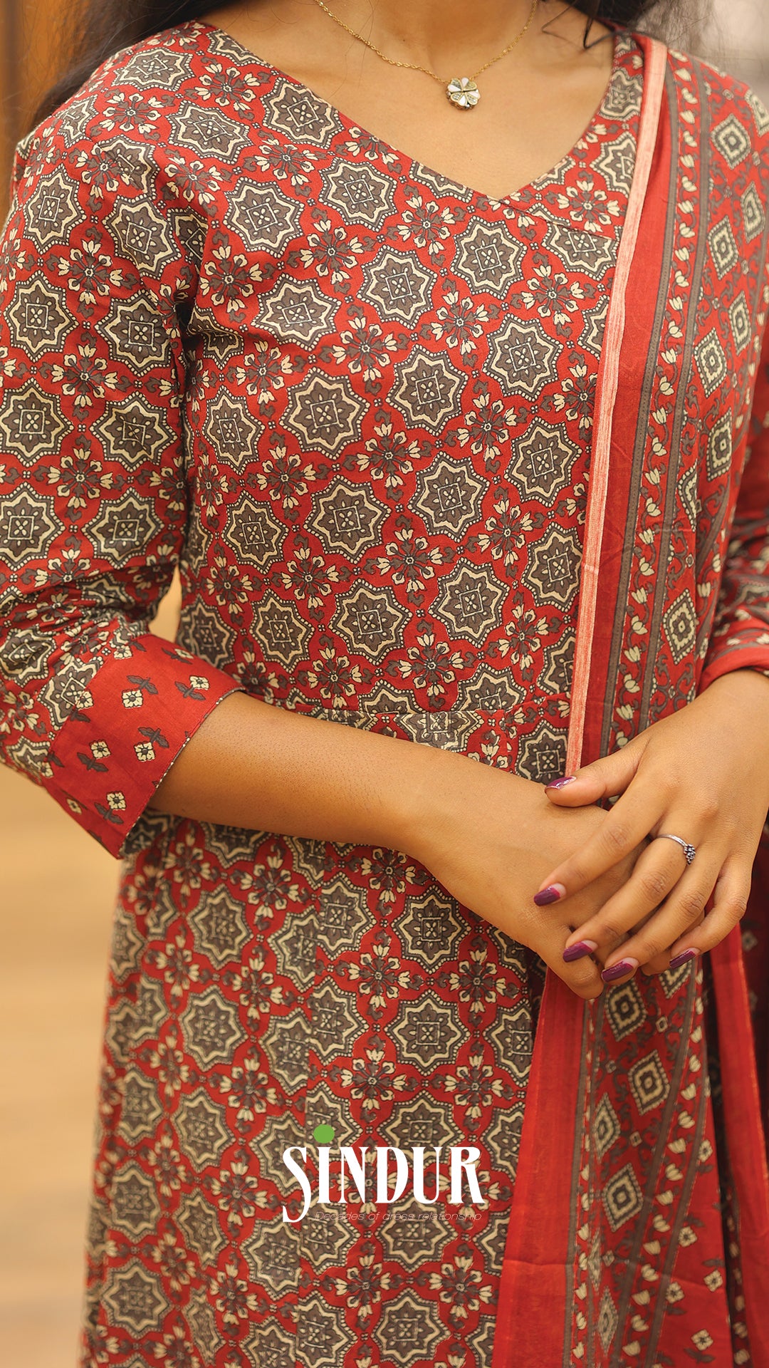 Hand-Embroidered Cotton Top with Floral Print | 2004