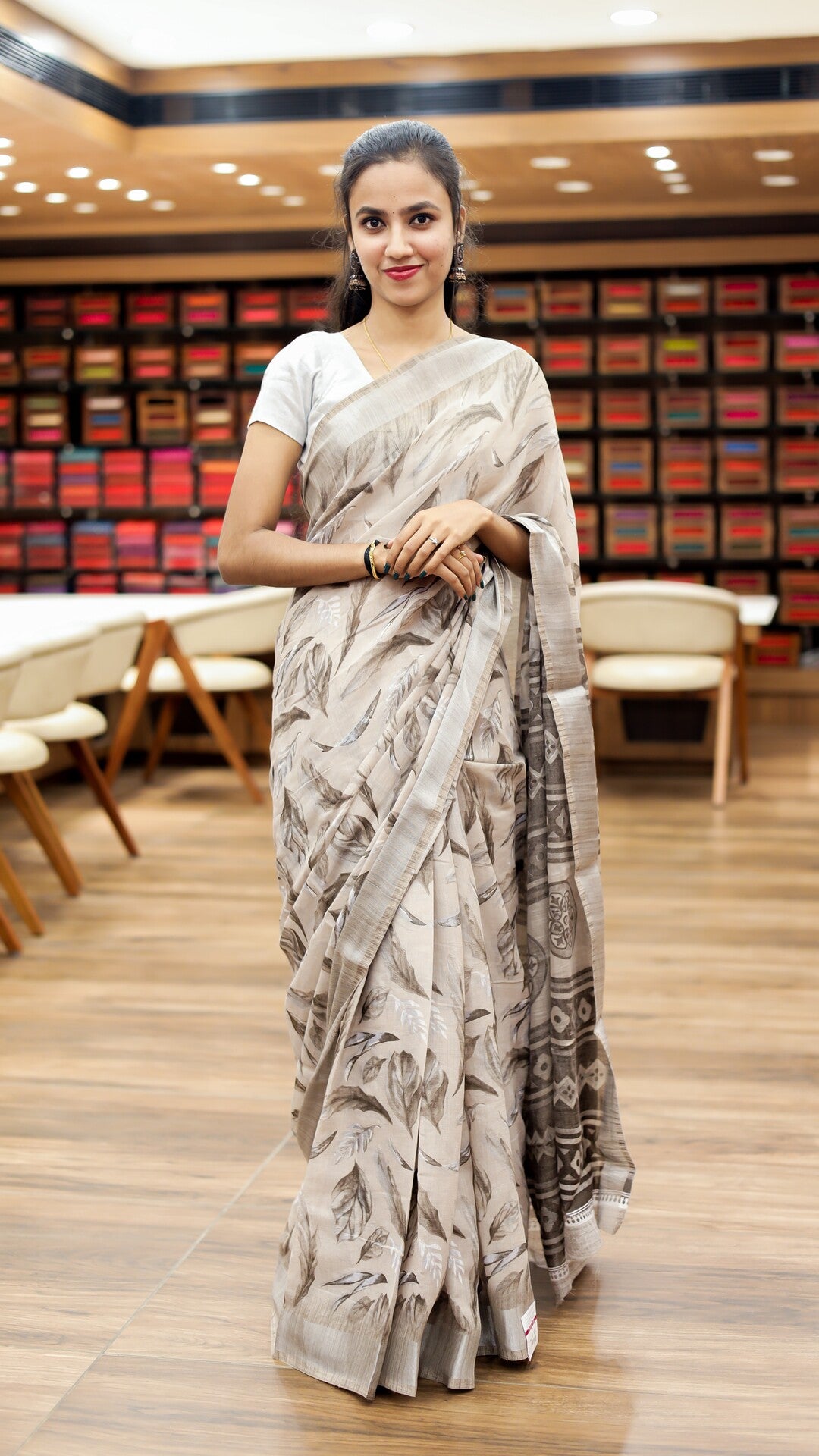 Semi linen printed Saree | 1008